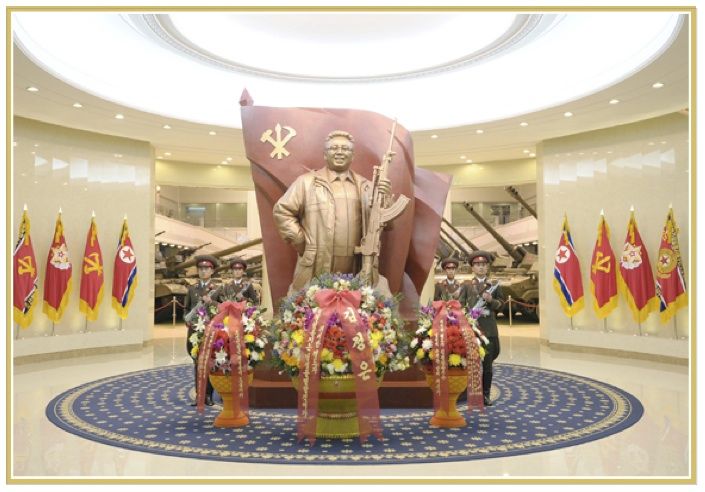 Kim Jong Il Statue in KPA Military Hardware Exhibition House, via NK News