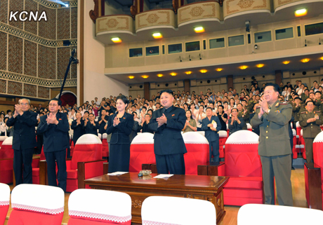 Kim Ki Nam Beams at KJU after Moranbong, July 6 2012, via NK Leadership Watch
