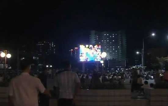 Olympics on Pyongyang Jumbotron
