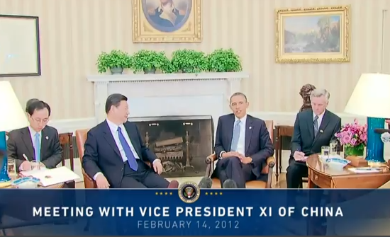Xi Jinping meets President Obama again later this week, but this time as president | image: White House capture